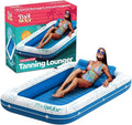 Premium Inflatable Tanning Pool Lounger | Large Inflatable Tanning Bed for Adults - 4 in 1 Multipurpose Suntan Tub | Pool Floats Adults, Inflatable Pool Float | Tanning Float - Sunbathing Pool Raft