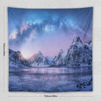 HZOHNAGO Mountain Tapestry Aurora Snow Mountain Sunset Pattern Printed Wall Tapestry Wall Hanging for Bedroom Living Room Dorm 60" W x 60" H