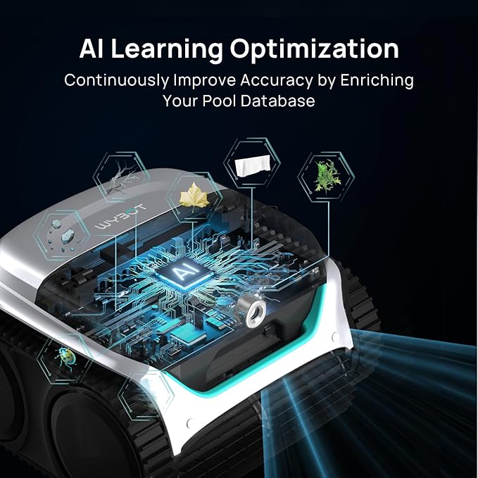 (2025 New) WYBOT C2 Vision Robotic Pool Vacuum with AI Camera, Ultra-Fine Filtration Pool Cleaners for Inground Pools, Comprehensive 8 Mode, Wall Climbing, Brushless Motor, Smart Navigation, White
