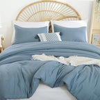 Dusty Blue Comforter Set Twin Boho Grayish Blue Twin Comforter with 1 Pillowcases - Soft Lightweight Cozy Bedding Set for All Season - Beige Comforter Twin Size for Women Teens Kids