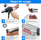 2LB Large Capacity Stainless Steel Jerky Gun Kits, Sausage Stuffer Machine, Meat Gun, Beef Jerky Maker with 5 Stainless Nozzles 3 Brushes