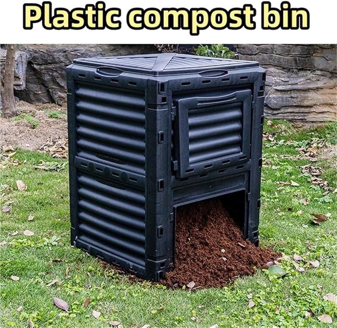 Large Fertilizer Fermentation Box, Plastic Compost Bin, Lightweight Outdoor Composting Box Suitable for Garden, Courtyard and Kitchen(Yellow,Medium)