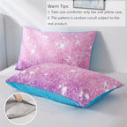 Purple Glitter Comforter Set Full/Queen Size for Girls, Sparkle Galaxy Twinkle for Kids Teen,3 Piece Blue Purple Pink Ombre Pastel Bedding Set 2 Pillow Cases(Purple,Queen),(3-Piece)