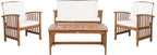 SAFAVIEH Outdoor Collection Rocklin Natural/ Beige 4-Piece Conversation Patio Set with Cushions
