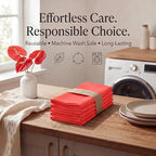 Urban Villa Hemstitch Cloth Dinner Napkins Cotton 20”x20” (Set of 12)-Red