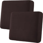 H.VERSAILTEX Super Stretch Individual Seat Cushion Covers - Thick Jacquard Textured Twill Fabric (2 Piece Large Sofa Cushion Covers, Chocolate)