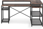 Tribesigns L Shaped Desk with Storage and Monitor Stand, Industrial Home Office Computer Desk with Storage Shelves, 59 Inch Corner Desk with Monitor Shelf(Brown)