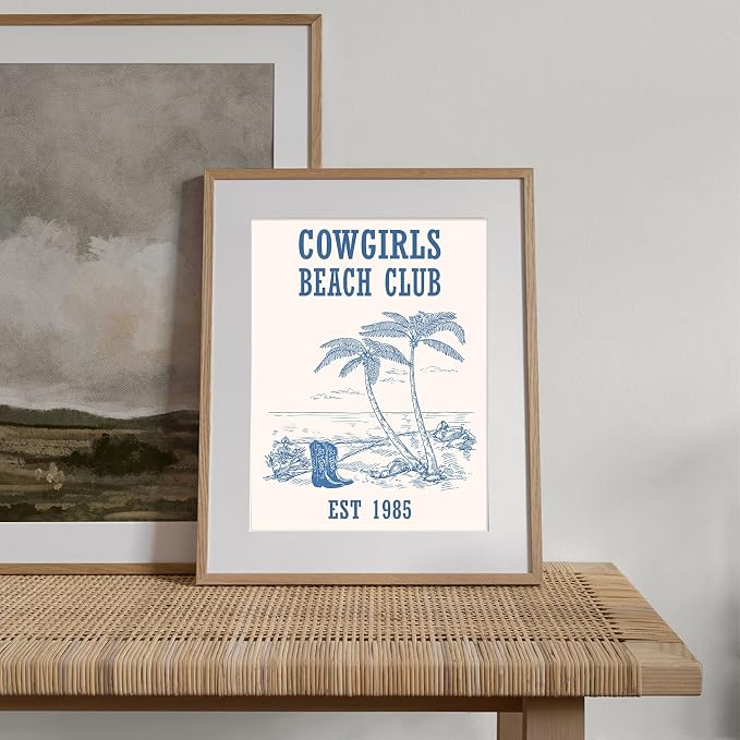 XOCUUI Light Blue Coquette Trendy Preppy Wall Art Prints, Coastal Granddaughter Wall Art for Girls Dorm, Blue Coquette Posters for Girls Bedroom Dorm, 8x10 Unframed