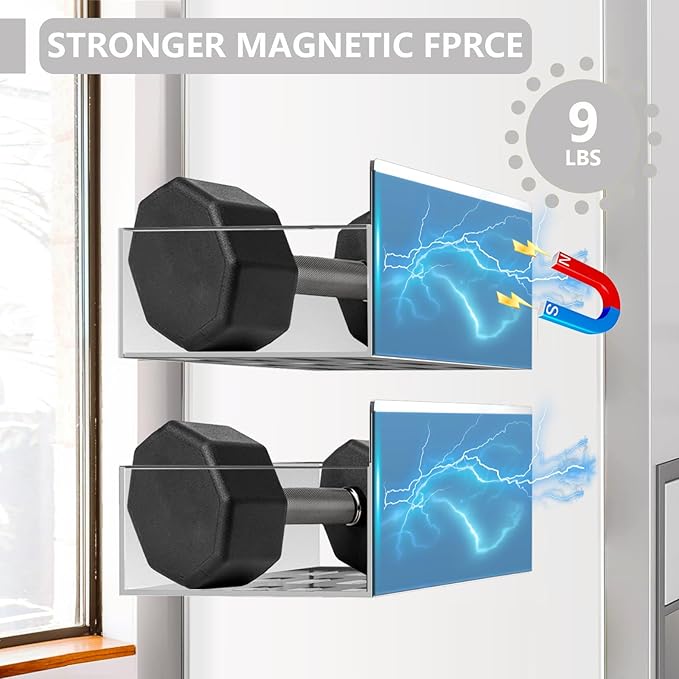 Magnetic Spice Rack Organizer for Fridge Seasoning Organizer for Kitchen Storage With Screw Magnetic Shelf for Oven, RV,Garage,Bathroom (Grey, 4pack)