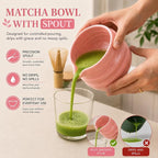 BARISTA EMPEROR® MATCHA WHISK SET PREMIUM 11pcs - Professional Matcha Kit Set with Matcha Bowl, Matcha Whisk, Milk Frother, Spoon, Sifter, Scoop, Stand, Cup, Mat - Aesthetic Pink Matcha Set Kit