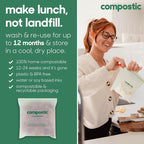 Compostic Compostable Snack Bags, Snack Size (60 Count) Starter Pack — Resealable Zip-Seal, Plant-Based, Home Compostable, Freezer Safe, BPA-Free, Non-Toxic, GMO-Free Food Storage Bags