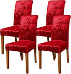 FORCHEER Chair Covers for Dining Chairs Set of 4,Velvet Burgandy Stretch Dining Room Chair Cover Kitchen Parsons Chair Slipcovers (Pack of 4, Velvet Burgandy)