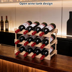 Wooden Wine Rack, countertop Wine Rack, 8-Bottle Stackable Wine Storage Rack, DIY Assembled Wine Holder, Used in Kitchens, countertops, etc (3 Layers of 12 Bottles)