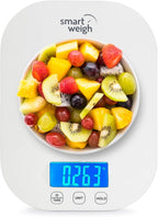 Smart Weigh White Digital Kitchen Scale for Cooking, Weight Loss, Calorie Tracking, Baking, Food Portion Control, and Meal Prep - Accurate Measurements in Grams and Ounces