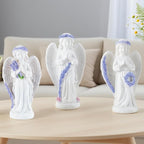 Lavender Praying Angel Statues, Handmade Resin Craft Home Decor, Indoor & Outdoor Winged Angel Figurines, Tabletop Ornaments, Ideal Blessing Gift for Mom, Dad & Friends