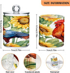 Sunflower Rooster 2PC Airtight Transparent Plastic Storage Jar, Food Storage Container Glass, Can Store Candy, Salt, Coffee Beans, With lid, Easy To Use