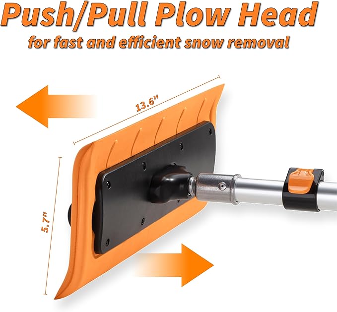 5-30 ft Telescoping Snow Roof Rake // High Reach Solar Panel Snow Removal Tool for Roofs, RVs & Cars // Heavy Duty Snow Rake for House Roof // 13.6" Scratch-Free Soft Foam Blade // Push Pull Design