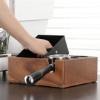 Walnut Espresso Knock Box and Tamping Station, Coffee Organizer Box Fit for 58mm Espresso Tamper Distributor Portafilter Holder & Puck Screen Multi Accessory Storage