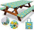 6ft Polyester Picnic Table Cover with Bench Covers Tablecloth Pineapple | Polyester Picnic Table Cover Windproof & Waterproof, Perfect for Camping Gifts & RV Essentials, Cool Camping Gadgets with bag