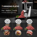 Meat Grinder, 2800W Max Meat Grinder Electric, ETL Approved Heavy Duty Meat Mincer Machine with 2 Blades, 3 Plates, Sausage Stuffer Tubes & Kubbe Kit for Home Kitchen Use