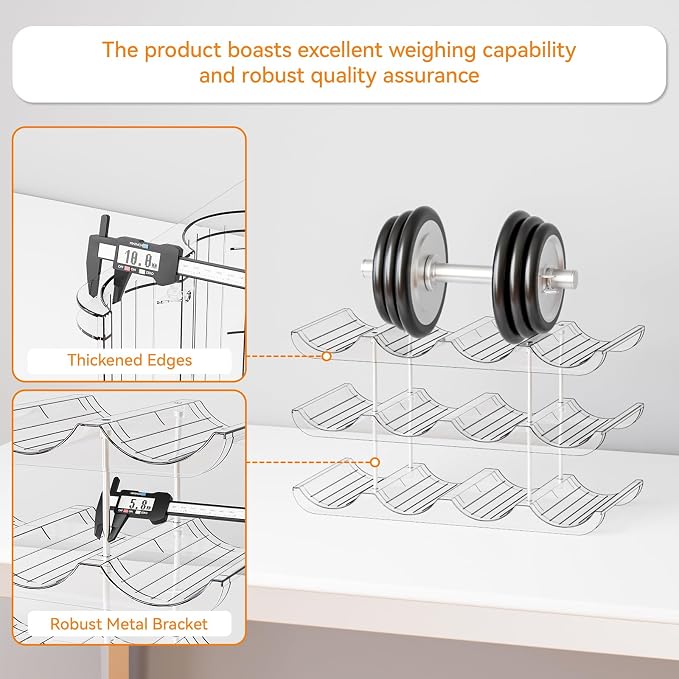 Yieach 4 Tier Stackable Wine Racks Countertop,Sturdy and Durable Wine Rack Free Standing Floor for Inside Cabinet,Clear Water Bottle Organizer and Wine Storage Racks Holder for Pantry,Table,Kitchen