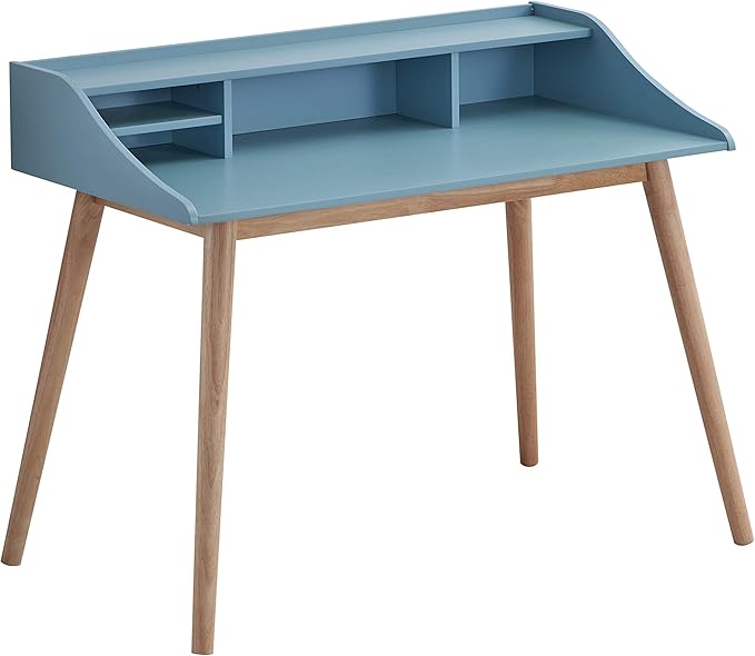 Roundhill Furniture Roskilde Storage Wood Office Desk, Blue