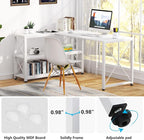 Tribesigns Reversible Industrial L-Shaped Desk with Storage Shelves, Corner Computer Desk PC Laptop Study Table Workstation for Home Office Small Space (White, 59")