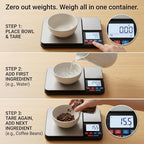 Partyreal Dual Platform Digital Kitchen Scale, High Precision Food Scale with Tare, Unit Conversion, Backlit Display, USB-C Rechargeable (Cable Included) + AAA Backup Black