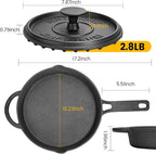 Cast Iron Skillet Set 10 Inch Pre-Seasoned Frying Pan with Burger Press | 8 Inch Grooved Smash Burger Press for Bacon, Heavy Duty Grill Pan for Gas Stove, Oven, BBQ and Campfire