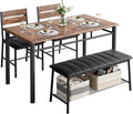 IRONCK Dining Table Set for 4, Kitchen Table and Chairs Set, Rustic Brown | Kitchen Table with Upholstered Bench and 2 Chairs for Small Space, Apartment