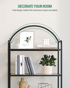 Bookcase Bookshelf, Tempered Glass Bookshelves, Slim Shelving Unit for Bedroom, Bathroom, Home Office, Steel Frame, 6 Tier Black BC21699B