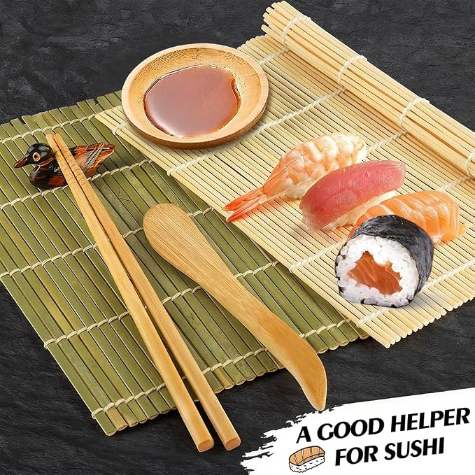 Sushi Making Kit For Beginners - 22 Piece DIY Sushi Roller Kit with Bamboo Sushi Rolling Mat, Sushi Bazooka, Chef's Knife, Chopsticks, Holder - Best Starter Sushi Kit (Pink)