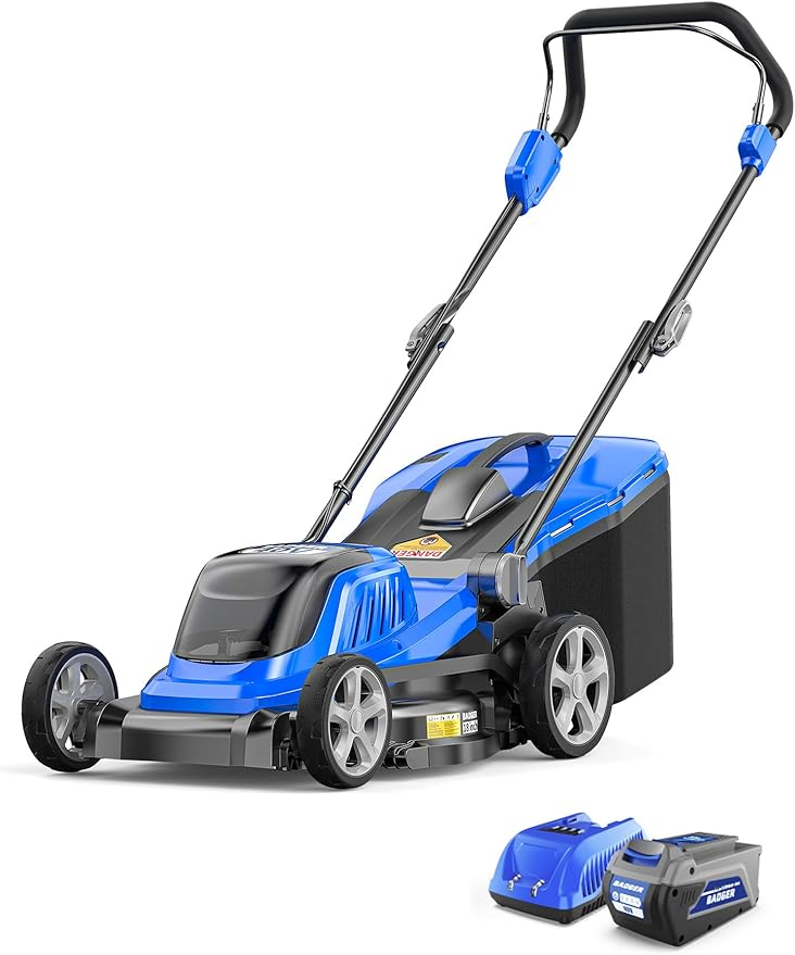 WILD BADGER POWER Lawn Mower 40V Brushless 18" Cordless, 5 Cutting Height Adjustments Electric Lawn Mower, Quickly Folding Within 5’s, 4.0AH Battery and Super Charger Included.