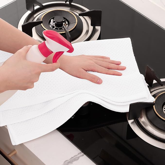 Homaxy 100% Cotton Oversized Waffle Weave Kitchen Towels, 5-Pack, White | 20 x 28 Inches, Ultra Soft Absorbent Dish Towels, Quick Drying Large Cleaning Towels
