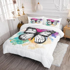 CVHOUSE Butterfly Bedding Set,Butterfly Comforter Twin,Butterfly Comforter Set for Girls Kids Teens,Butterflies Quilt Set with 1 Comforter and 2 Pillow Cases- 3 Piece