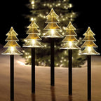 ILLUMINEW Christmas Solar Pathway Lights, Set of 5 Waterproof Landscape Christmas Lights, Stake Christmas Decorations, LED Lights for Yard Lawn Patio Walkway Decor (5PCS-Warm White-Tree)