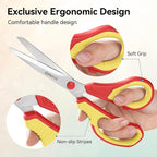 QMVESS 8.5" Scissors All Purpose 3 Pack Heavy Duty for Office School Fabric | Ultra Sharp 2.5mm Thick Stainless Blade, Ergonomic Comfort Grip, Left & Right Handed Classroom Must-Have Cutting General Use