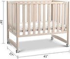 EvoNook 7-in-1 Convertible Mini Crib - Washed White, Portable Folding Baby Mini Crib with 1.5 Inch Mattress, 100% New Zealand Pinewood, 4 Adjustable Mattress Heights
