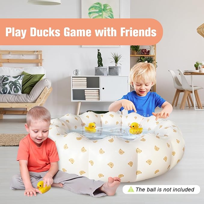 Inflatable Baby Pool, Portable Paddling Baby Swimming Pool for Toddlers Ages 0-3 Years Girls and Boys, Indoor& Outdoor, Garden and Backyard Summer Water Party, 35.4x9.8 in (Bear Head)