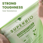 SUPERBIO 13 Gallon Handle Tie Compostable Food Waste Bags, 30 Count, 2 Pack, ASTM D6400, BPI and OK compost INDUSTRIAL, 49.2L, 0.87 Mil