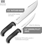 Outdoor Edge Game Processor, PR-1, Complete 12-Piece Hunting Knife Kit for Processing Big Game, Full Tang 420J2 Stainless Razor Sharp Blades, TPR Non-Slip Handles, Sturdy Hide-Side Storage Case
