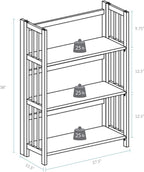 Casual Home 3-Shelf 27.5" Wide Folding Stackable Bookcase, Chestnut (New)