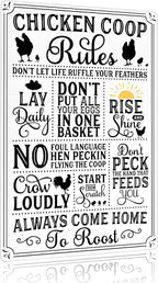 Funny Chicken Gifts Chicken Coop Rules Tin Sign for Home Farm Chicken Coop Farmhouse Kitchen Garden Decor 8 X 12 Inch (‌3720)