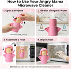 Angry Mama Microwave Oven Steam Cleaner, Angry Mom Microwave Cleaner, Just Add Vinegar and Water, Cut Cleaning Time by Half (Pink)