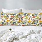 Erosebridal Dinosaur Comforter Set Kawaii Dino Bedding Set for Kids Girls Boys Teens Bedroom Decor, Retro Animal Duvet Insert Watercolor Wildlife Soft Microfiber Quilt with 2 Pillow Cases, Full
