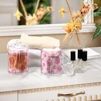 2 Pack Qtip Holder Organizer Dispenser Disco Balls Pink Bathroom Storage Canister Cotton Ball Holder Container for Cotton Pads/Swabs/Floss
