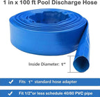 Eastrans 1 IN x 100 FT Heavy Duty Flat Discharge Hose, Weather & Burst Resistant, Best Hose for Inground Pools, Filter & Drain Hose