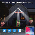 Security Camera Outdoor 2K 4MP, Hosafe WiFi Home Security System Video Surveillance IP Camera, Floodlight Motion Detection, Pan Tilt Auto Tracking, Two Way Audio, Color Night Vision, Waterproof