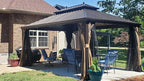 YOLENY 12' x 16' Hardtop Gazebo with Galvanized Steel Double Roof, Pergolas Aluminum Frame, Netting and Curtains Included, Metal Outdoor Gazebos for Garden, Patios, Lawns, Parties