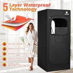 COSVALVE Portable Steam Sauna Box with Red Light for Home with 1600W 4L Steamer, Comfort Folding Chair, Indoor at Home Sauna Tent, Personal Steam Room for Relaxation, 2.9' x 2.9' x 5.9', Black